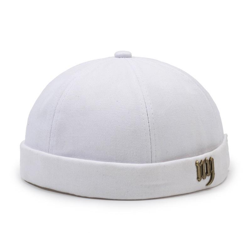 Vintage Gothic Ny Metal Letter Docker Hat, Skull Cap, Street Style, Neutral Hip Hop, Beanie with Gold Emblem, Casual Daily Wear