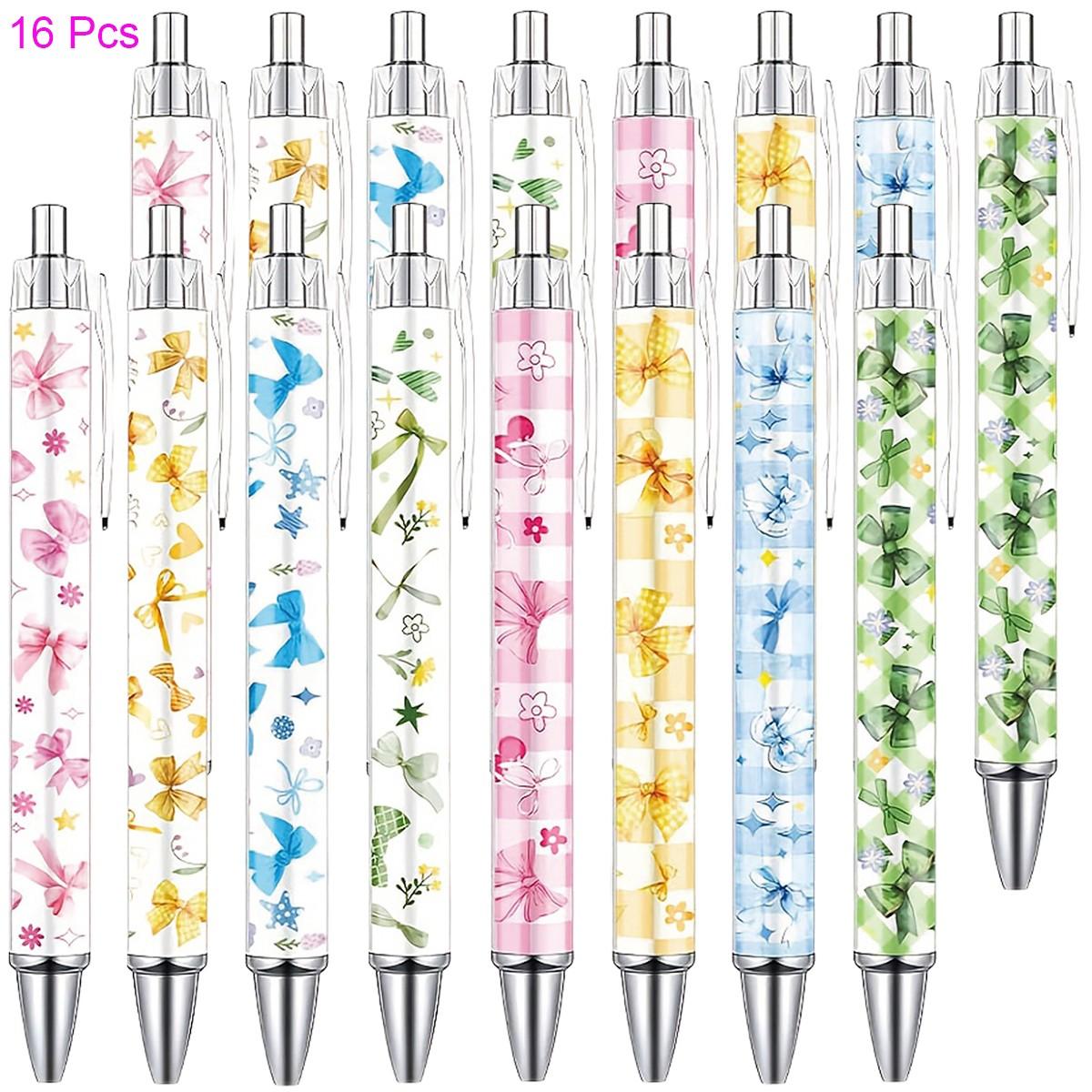 8/16/24 Pcs Flower Ballpoint Pens, Floral Pens Bulk, Floral Birthday Party Favors for Women, Black Ink Flower Fine Point, Smooth Writing Pens, Journaling Gifts Office School Teacher Coworker Supplies