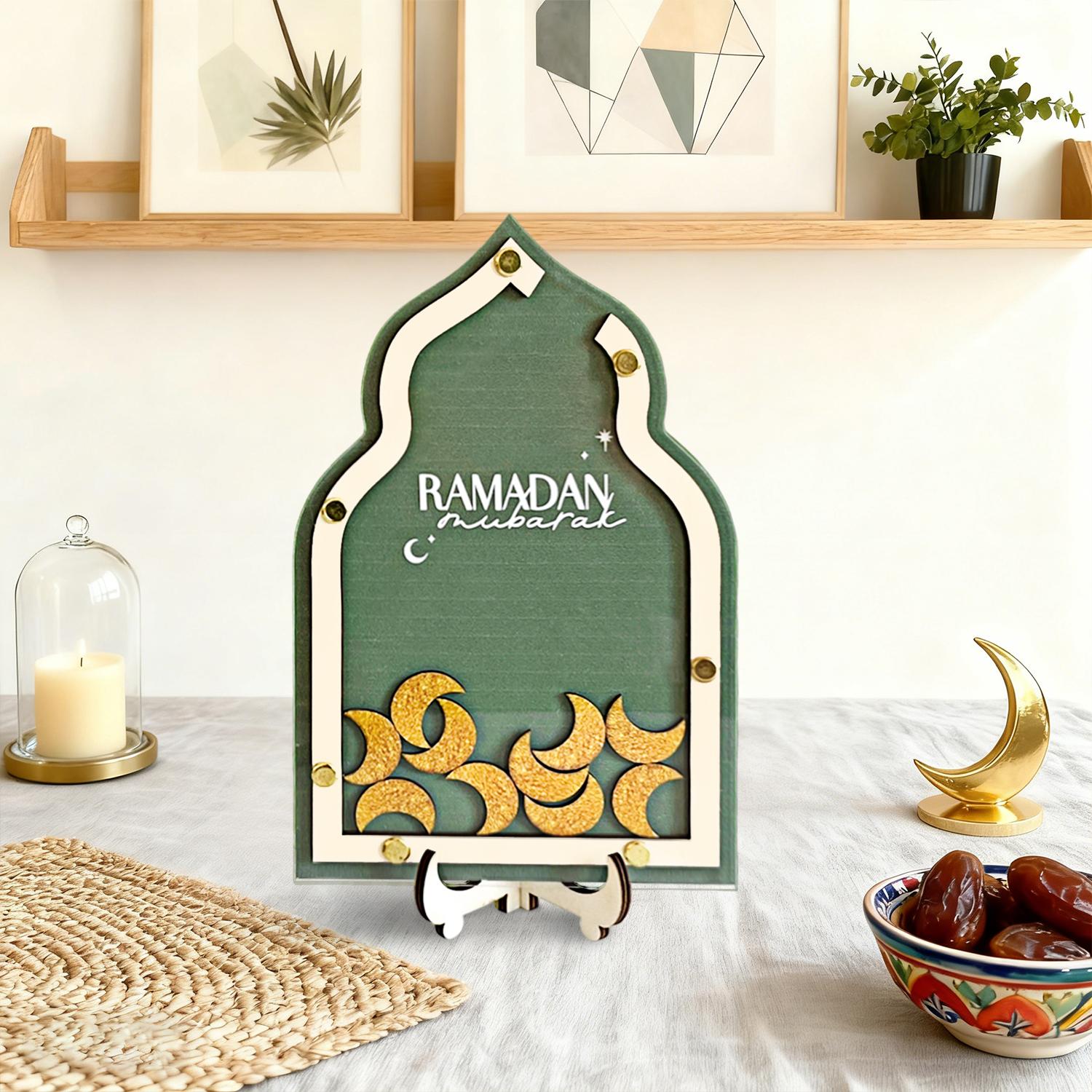 Ramadan Countdown Box, Independent Traditional Islamic Festive Eid Gift Set, Includes 31 Numbered Moons, Creative Ramadan Home Decor, Perfect Muslim Friend Gift