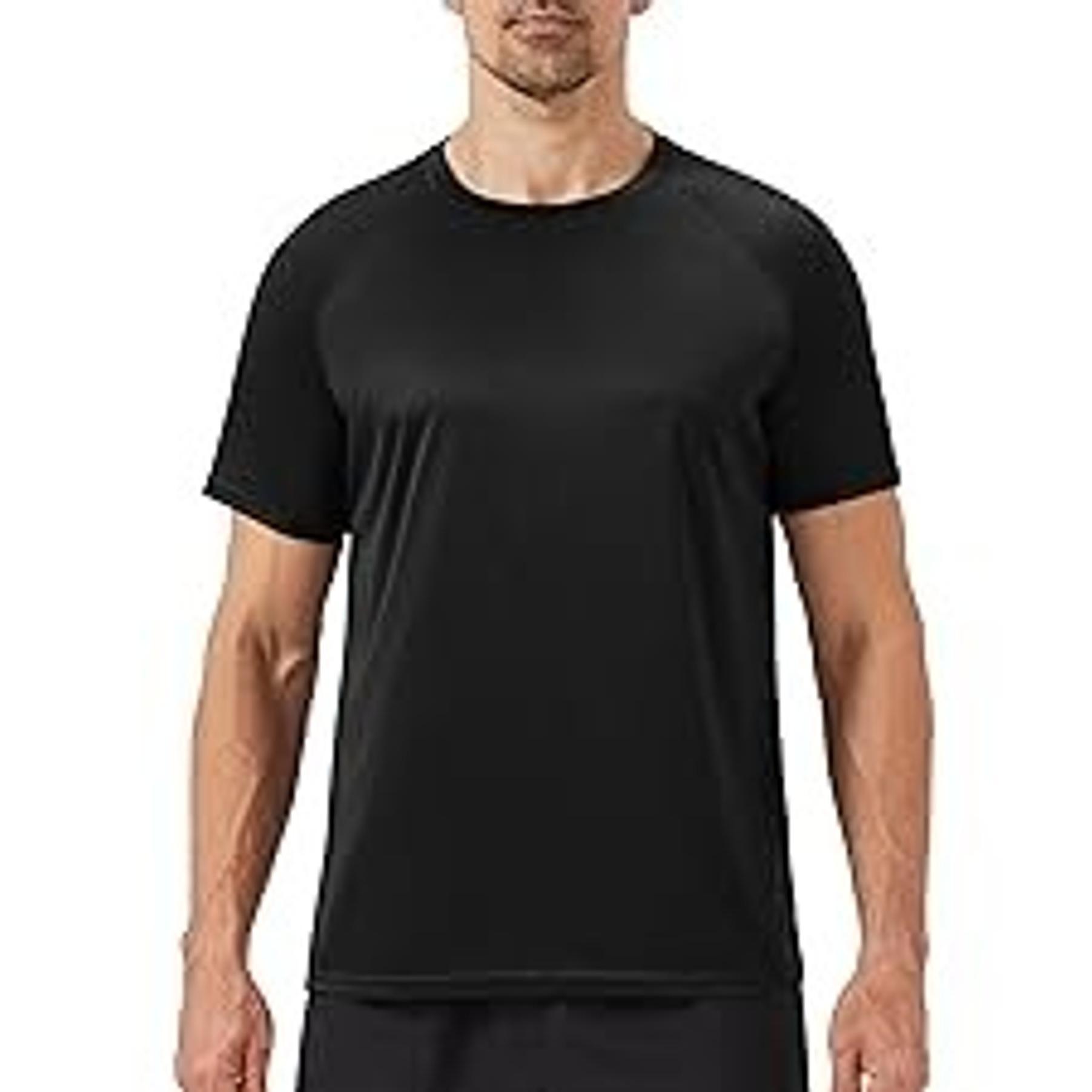 BOOJO Workout Mens Shirts - Casual Black Quick Dry Moisture Wicking T-Shirts Crew Neck Short Sleeve for Gym Athletic Running