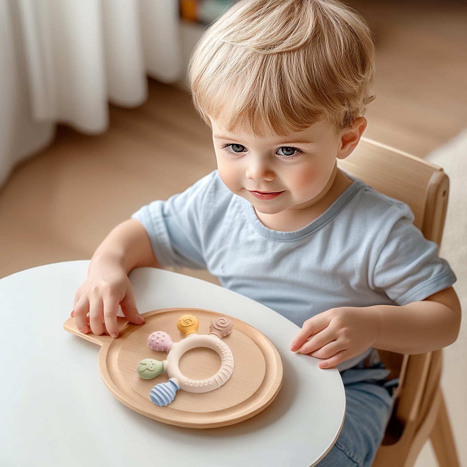 Baby Silicone Teething Ring with Cute Shapes, Safe & Gentle Design, Perfect for Soothing Gums, Ideal Gift for Newborns