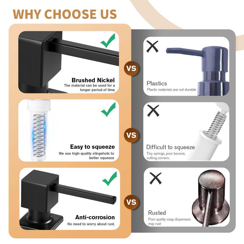 Kitchen Hack - Sink Soap Dispenser Tube Kit, with 47" Tube Hose and Check Valve for Prevent Backflow for Countertop Dispensador De Jabon de Cocina Kitchen Sink Accessories Home Goods Water White Silicone Bottle Container Installation Pump Outdoorfun