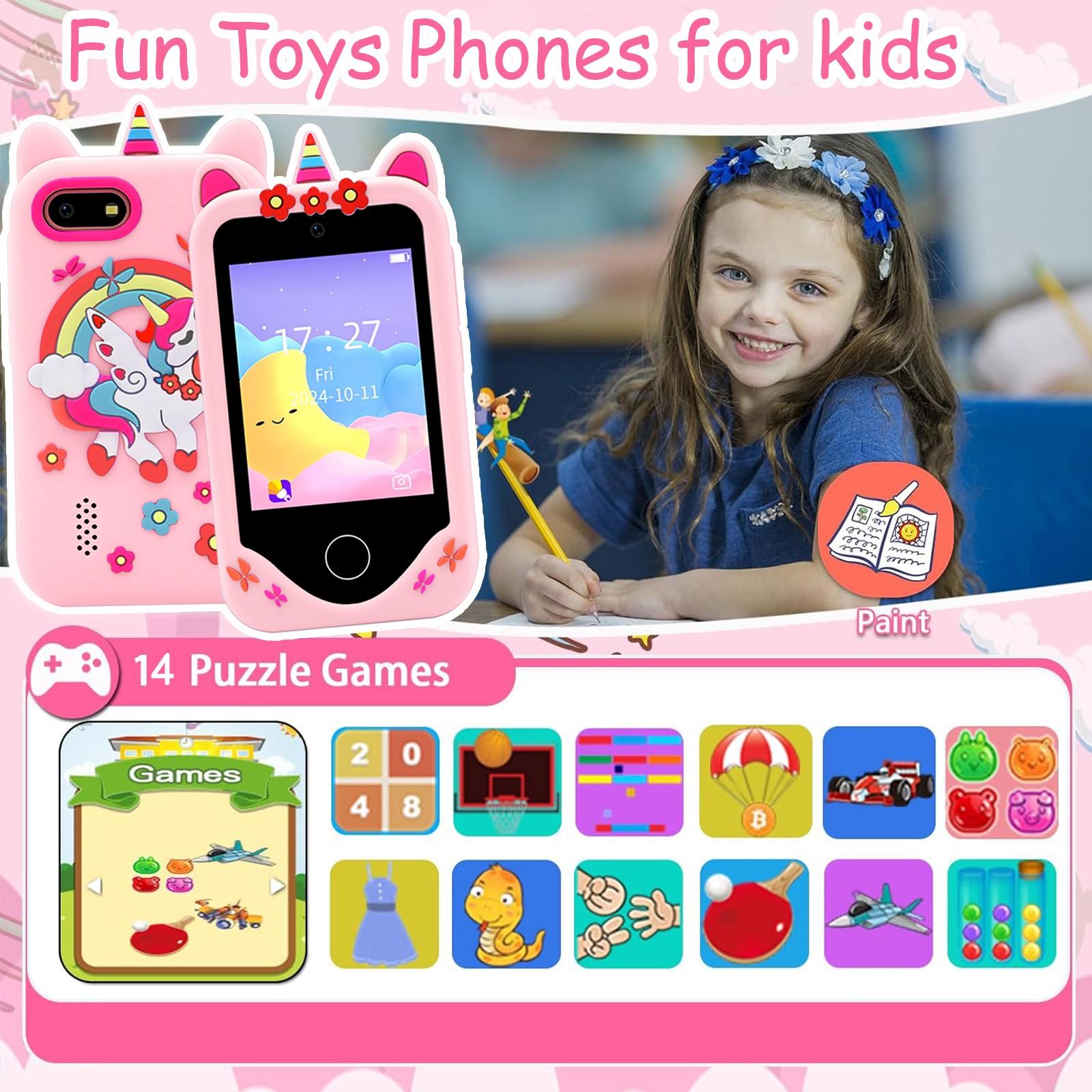 Kids Smart Phone Dual Camera Interactive Toy With 2.8 Inch High Definition Screen Music Player And Learning Games Great Gift For Kids