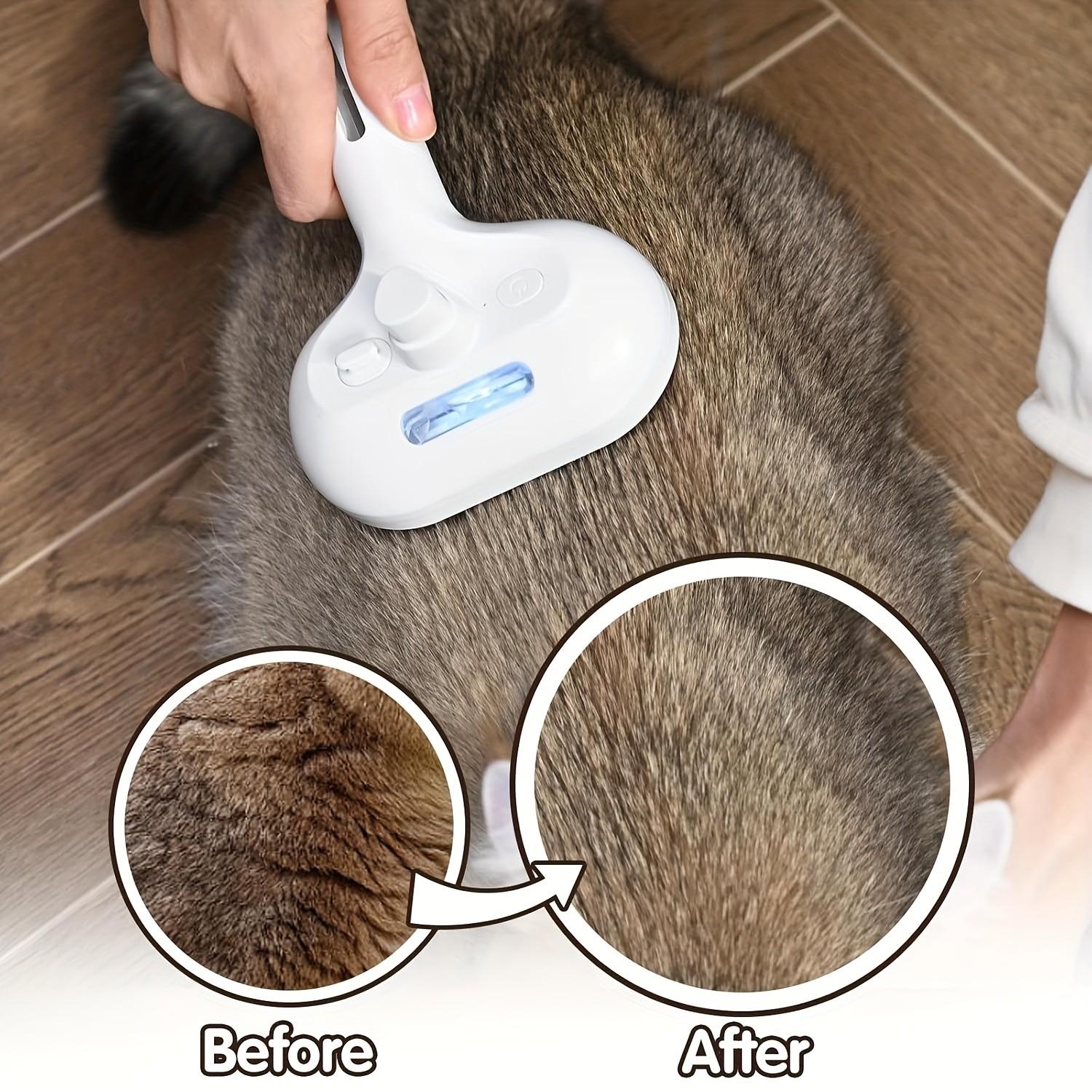 3-In-1 Automatic Steam Pet Brush, Anti-Static, Ideal for Long and Short Hair Cats and Dogs, Removes Loose Fur, Reduces Shedding