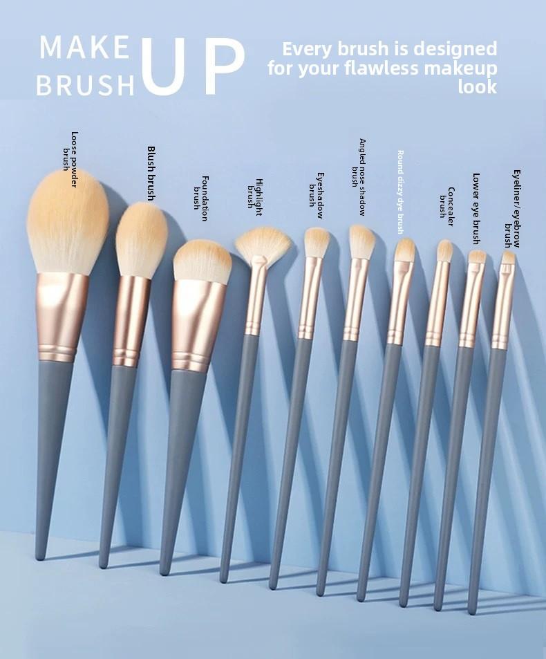 10 pieces of Blue Bridge makeup brush, a whole set of makeup tools, powder brush, eye shadow brush, soft hair brush
