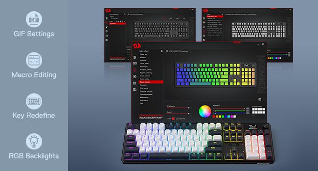 Redragon K761 Wireless Gasket Gaming Keyboard w/Hype Screen & Knob, 104 Keys Mechanical Keyboard, Easy-Control 1.14’’ TFT Info Display, 5-Layer Noise Dampening, Custom Linear Switch, Abyssal Blue