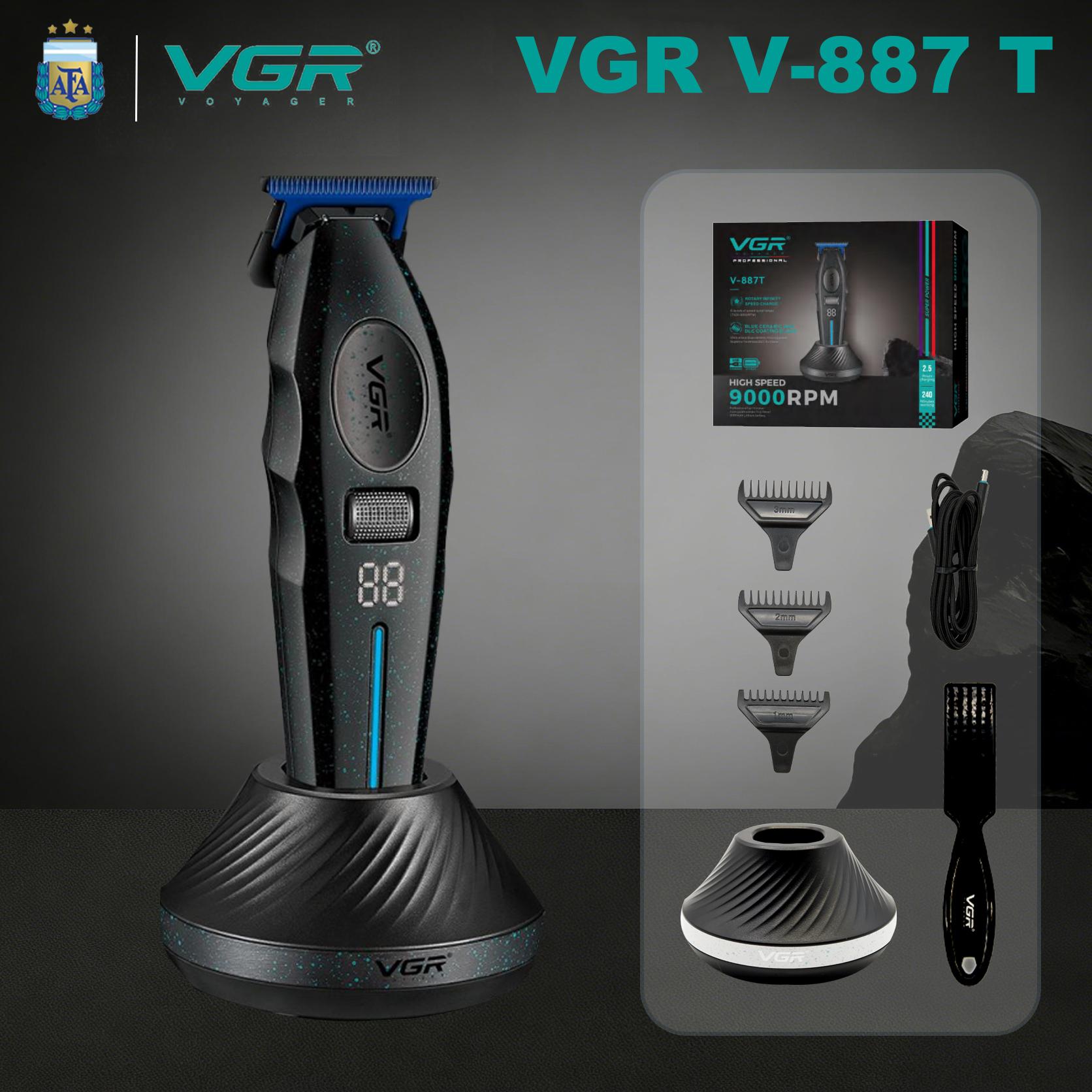 VGR Hair Clippers Professional Rechargeable Right Taper Trimmer 9000RPM Blue Ceramic Blade Hair Clippers For man V-887C V-887T