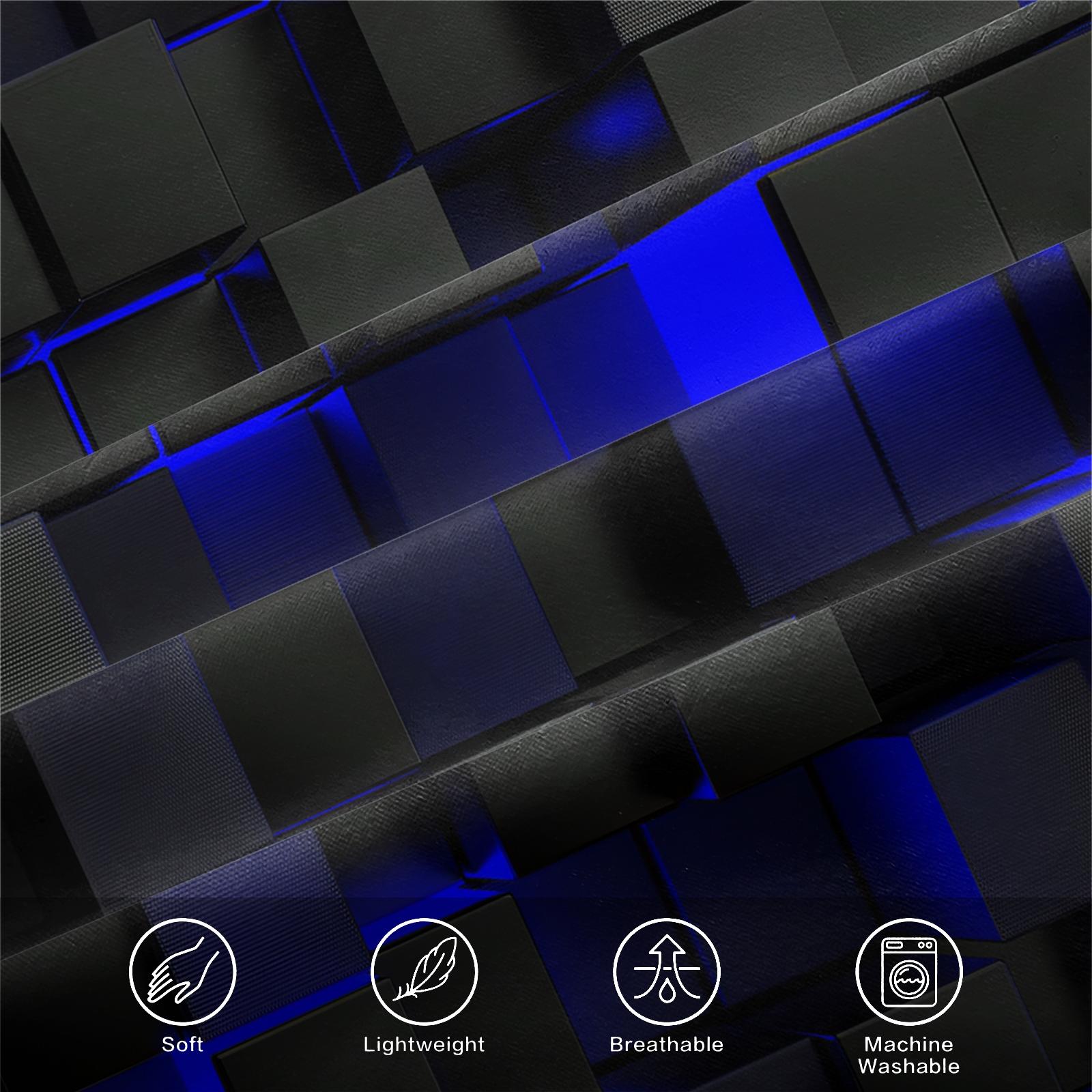 Block theme Fitted Sheet Set,Includes 1 Fitted Sheet & 2 Pillowcases without Filler,Based on black,Paired with luminous block texture,Presenting a sense of technology,Soft and comfortable bedding set,Multiple styles to choose from.