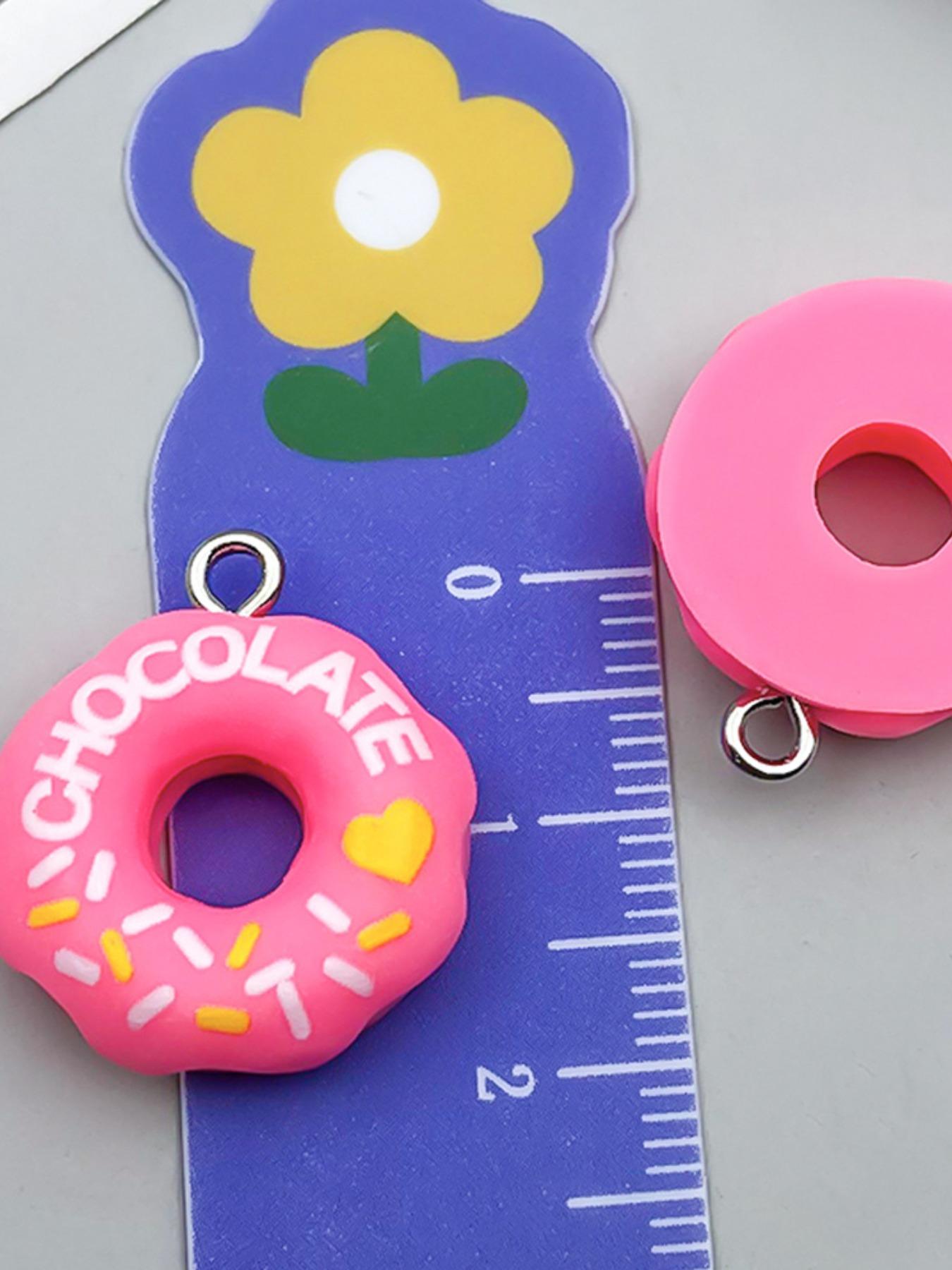 5 Piece Resin Donut Pendants DIY Craft Accessories, Multicolor Earrings Necklace Bracelet Keychain Jewelry Set, All Seasons