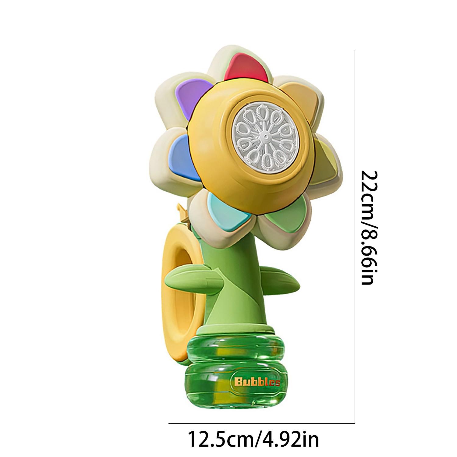 Seven Color Flower Bubble Machine, Electric Automatic Handheld Light Swinging Bubble Blower, Sunflower Bubble Maker, Includes 80ML Bubble Solution