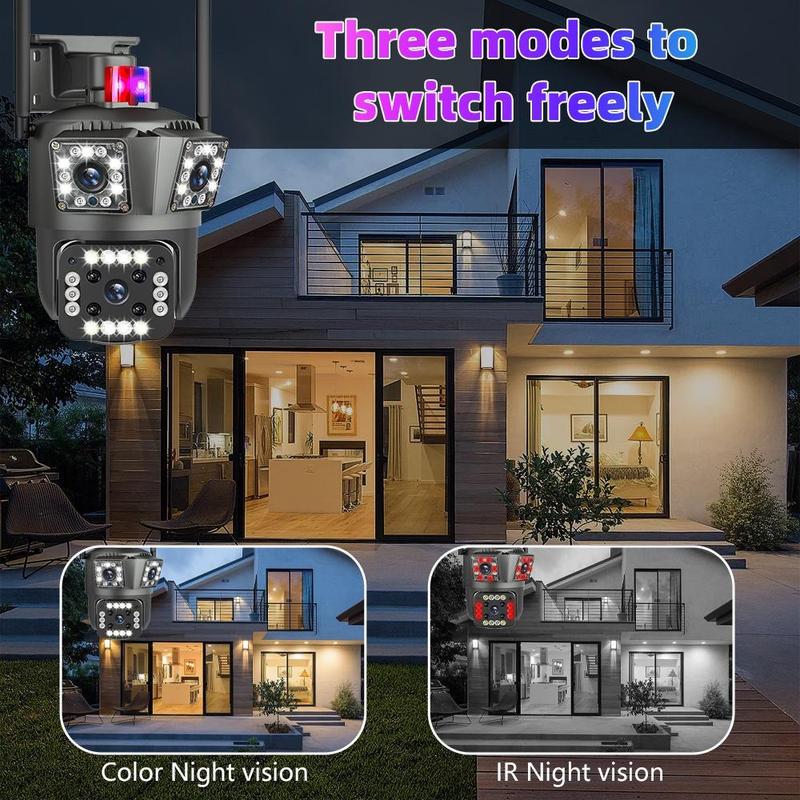 9MP WiFi Outdoor Camera Wireless Three Lens Security Protection Surveillance Camera Auto Tracking Cam,360° PTZ Camera Auto Tracking Street Surveillance Camera ICsee,Home Two-way Voice,Waterproof,Best Gift