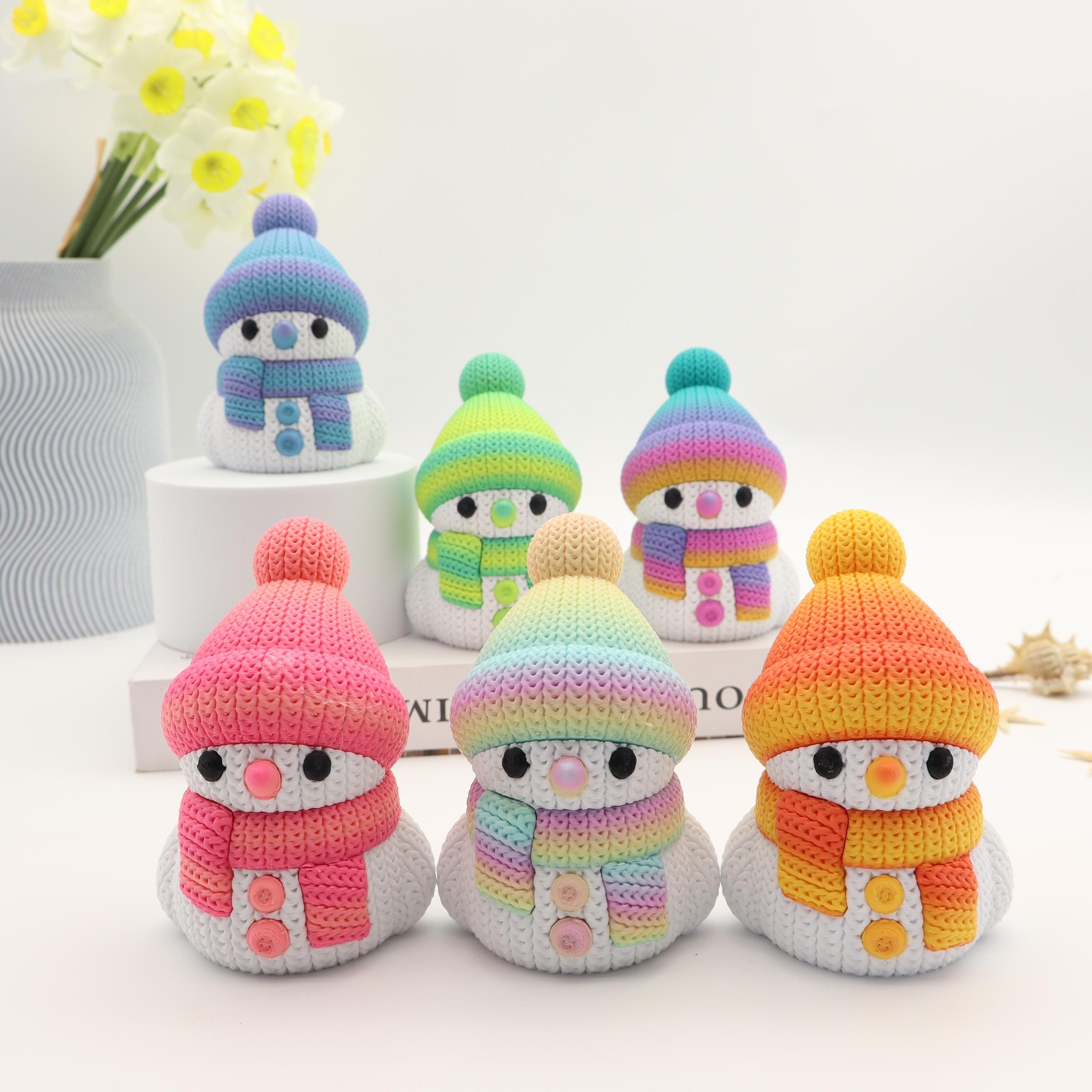 3D Printed Snowman Set, Home Decor Desktop Ornament, Halloween Christmas Gift, Suitable for Any Occasion, 1pc/6pcs, Desktop Statue