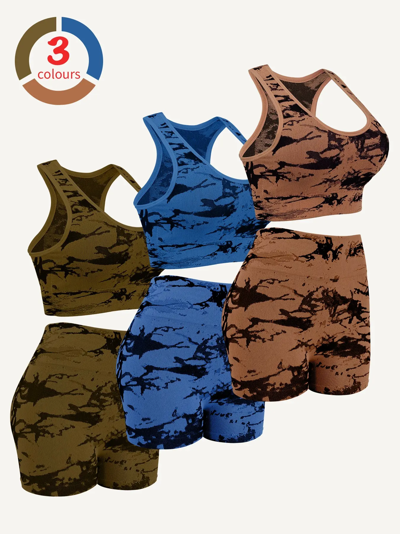 Women's Tie Dye Sports Bra and Seamless Shorts Set, Yoga Workout, High Stretch Comfortable Fashion, Casual Fitness Apparel