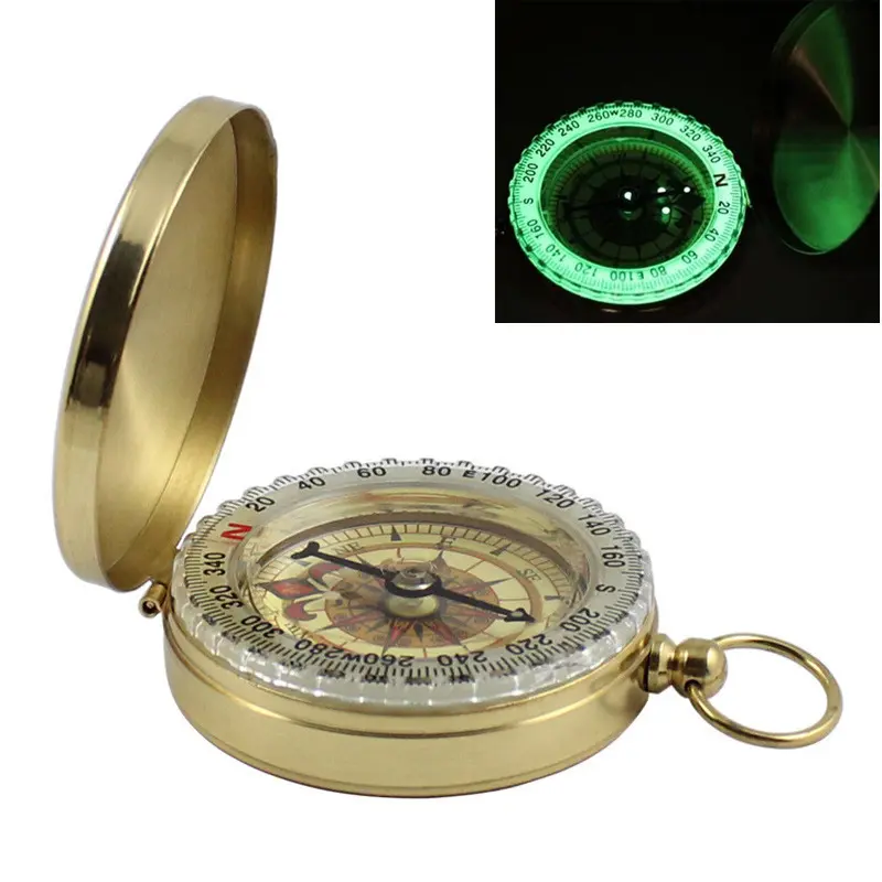 Vintage Flip Open Pocket Compass, Trending G50 Solid Brass Navigation Compass, Luminous Dial Map Bearing Compass, Precision Directional Pocket Watch Style Compass, Waterproof Portable Survival Gear for Hiking Camping Backpacking Exploration