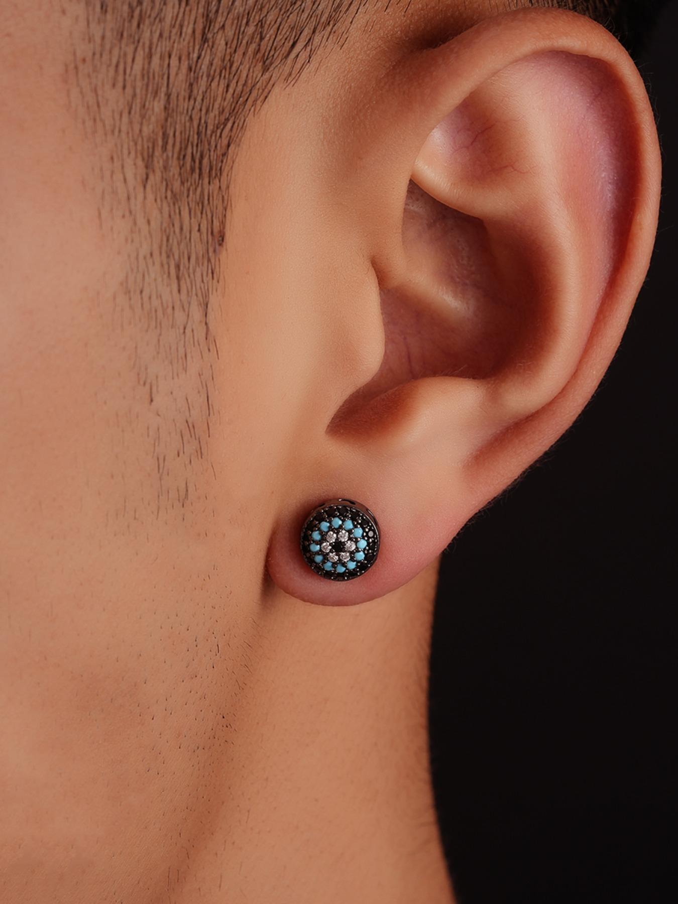 Men's Hip Hop Earrings, Three-Color Design, Unique Fashion Accessory, Versatile Daily Wear Jewelry, High-Quality Ear Studs, Trendy Jewellery Accessories