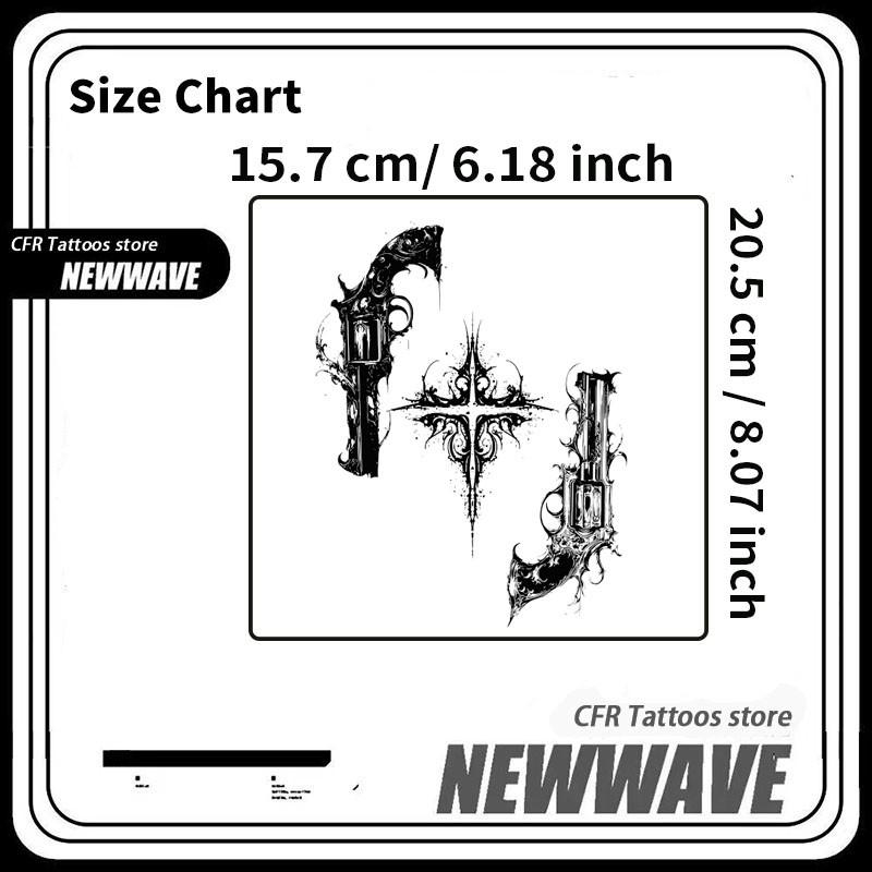 1pcs Street Pistol Herbal Juice Tattoo Sticker Sexy Spicy Girl Temporary Tattoo Back Waterproof Durable Halloween Party Gift Y2K Fake Tattoo for Men and Women