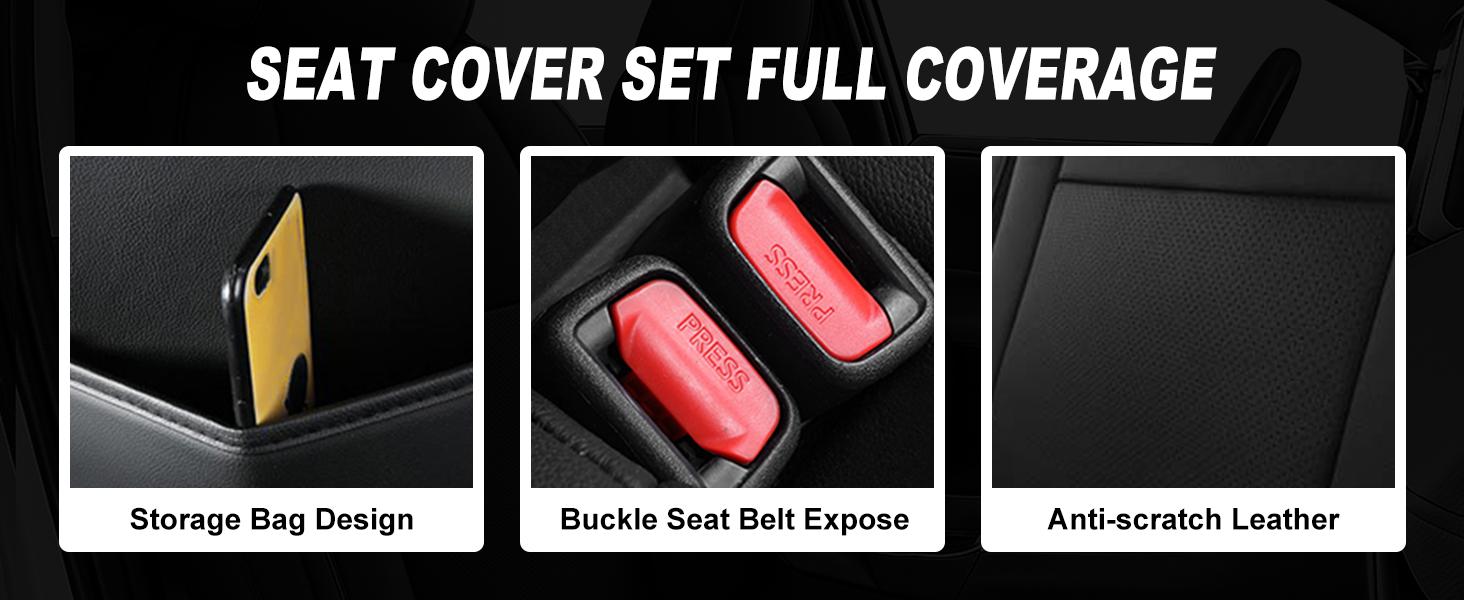 Toyota RAV4 Hybrid 2019-2025 Seat Covers - Fits LE/XLE/XLE Premium/Limited, Full Set Black Faux Leather | Easy Install，Car Seat Protector