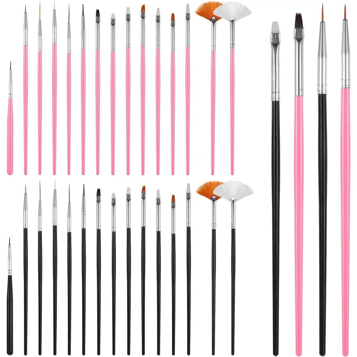 30 PCS Cake Decorating Brushes, Cookie Paint Brushes Food Safe Paint Brushs Kit Cookie Decorating Brush Food Paints Fondant Brush DIY Tool Set Icing Pastry Brushs for Painting Baking, Black and Pink