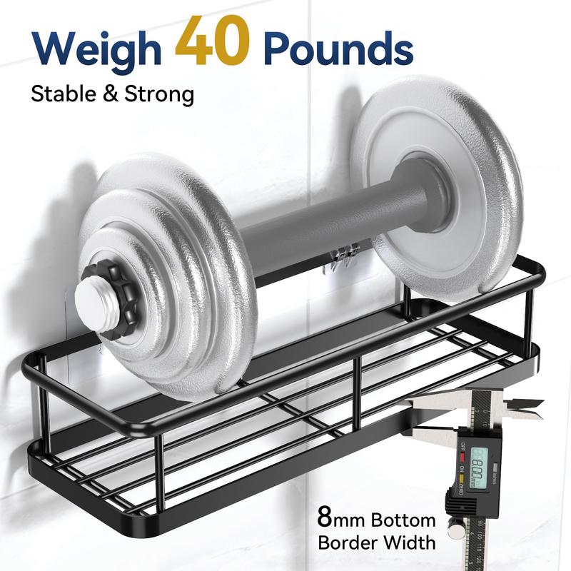 YASONIC  Shower Caddy, 5 Pack Black bathroom accessories, wall organizer, No Drill Bathroom Shower Organizers With Removable Hooks, Rust Proof Shower Shelves For Inside Shower, free wall mountshower organizer