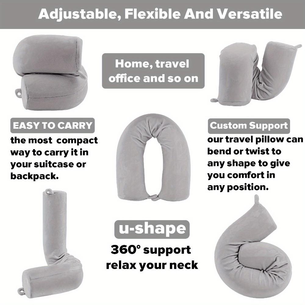 1 adjustable bendable travel pillow - lightweight and flexible neck pillow, ideal for sleeping and travel by car, plane or train