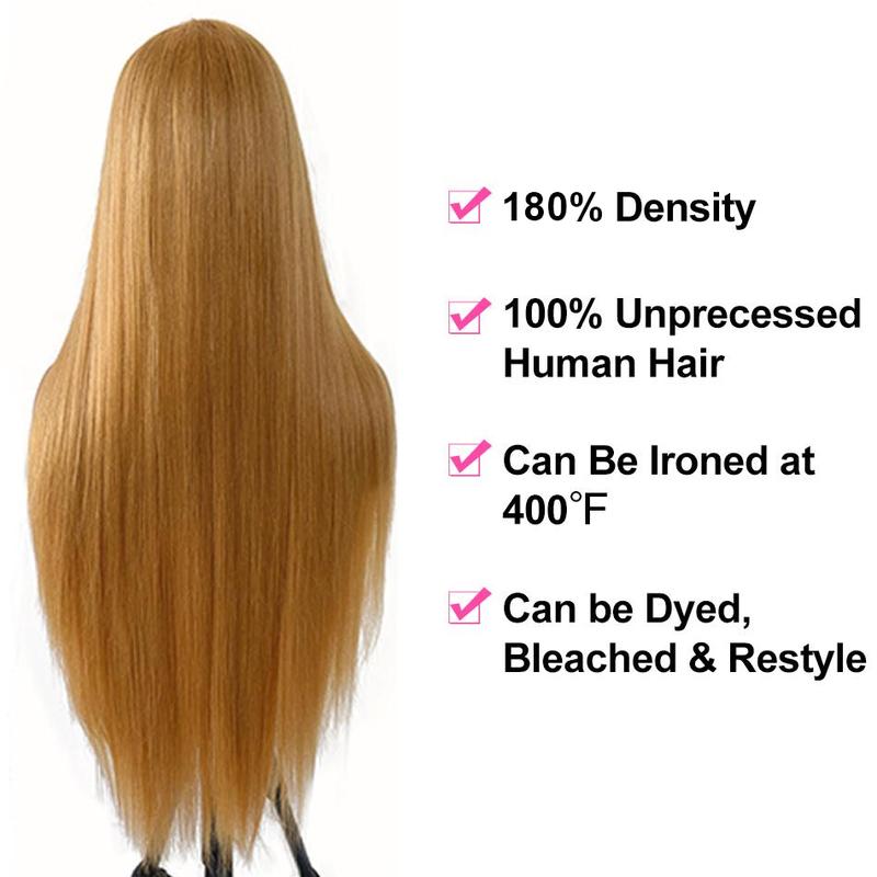 27# Honey Blonde Lace Front Human Hair Wigs 13X6 HD Pre Plucked Lace Frontal Human Hair Wigs Natural Hairline For Women