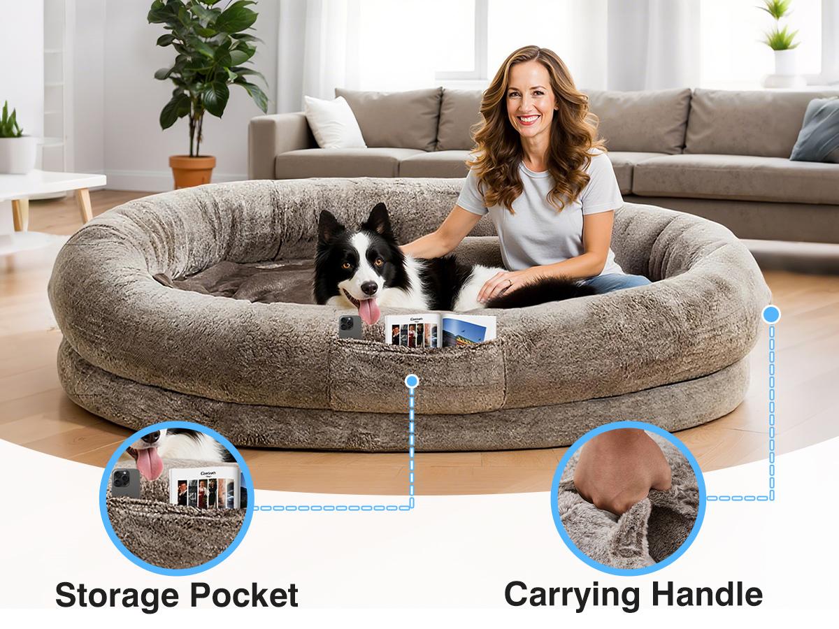 Cozy XL Human Dog Bed for Adults & Pets – Faux Fur Lounger with Pillow & Blanket, Washable Orthopedic Sofa for Deep Sleep & Relaxation – Perfect Gift for Pet Lovers tictok  shop contemporary easy care s greensboro furniture Coachella-mothersdaygift tiktok