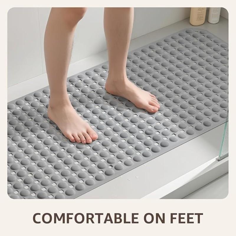 PVC Magnetic Bath Mat 37x68cm, Durable Non-Slip, Square Drain Holes, Ideal for Shower, Bathroom, Bathtub, Hotel, Home Decor