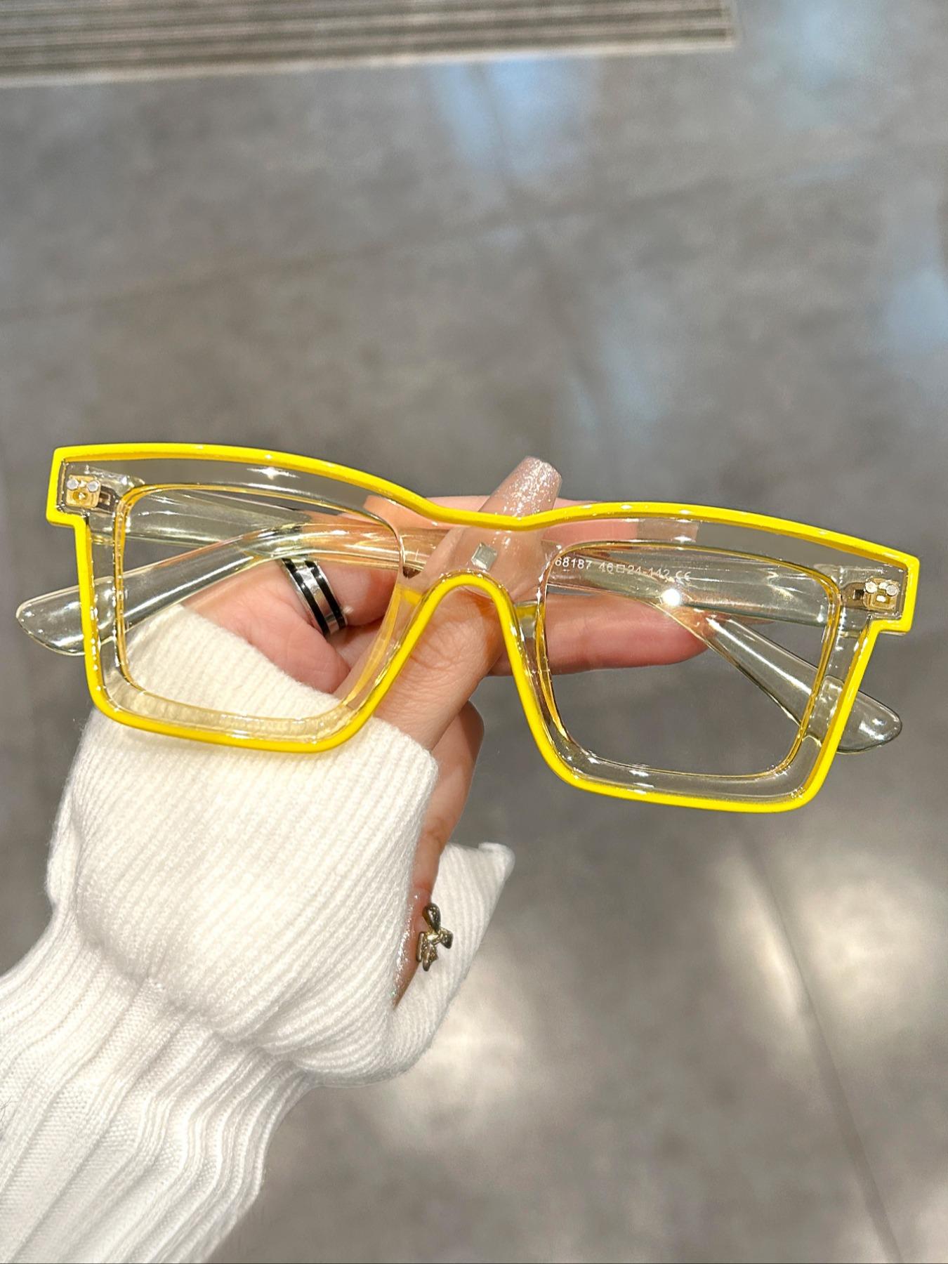 Blue Light Glasses for Men/Women, Square Frame Blue Light Eyeglasses, Summer Travel Essentials, Fashion Eyeglasses for Work, Daily, Perfect for Student, Stylish Square Frames