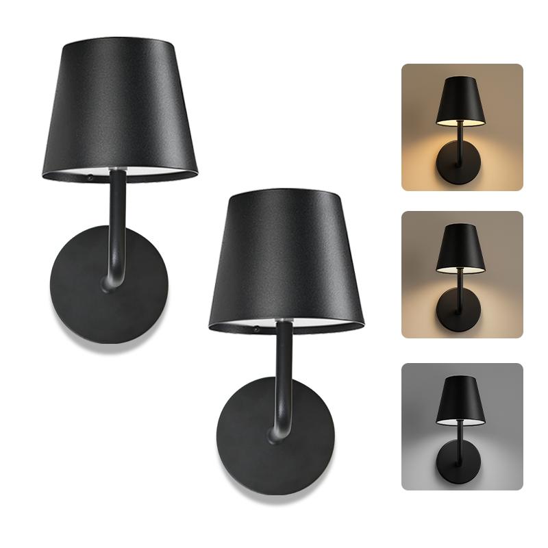 LED Rechargeable 3 Color Temperature Wall Sconces Cordless with Remote Control Magnetic installation, Golden Black Color Cover, Ideal for Home, Office, Cafe Decor, Bedroom Lighting, Magnetic Decorative Lamp