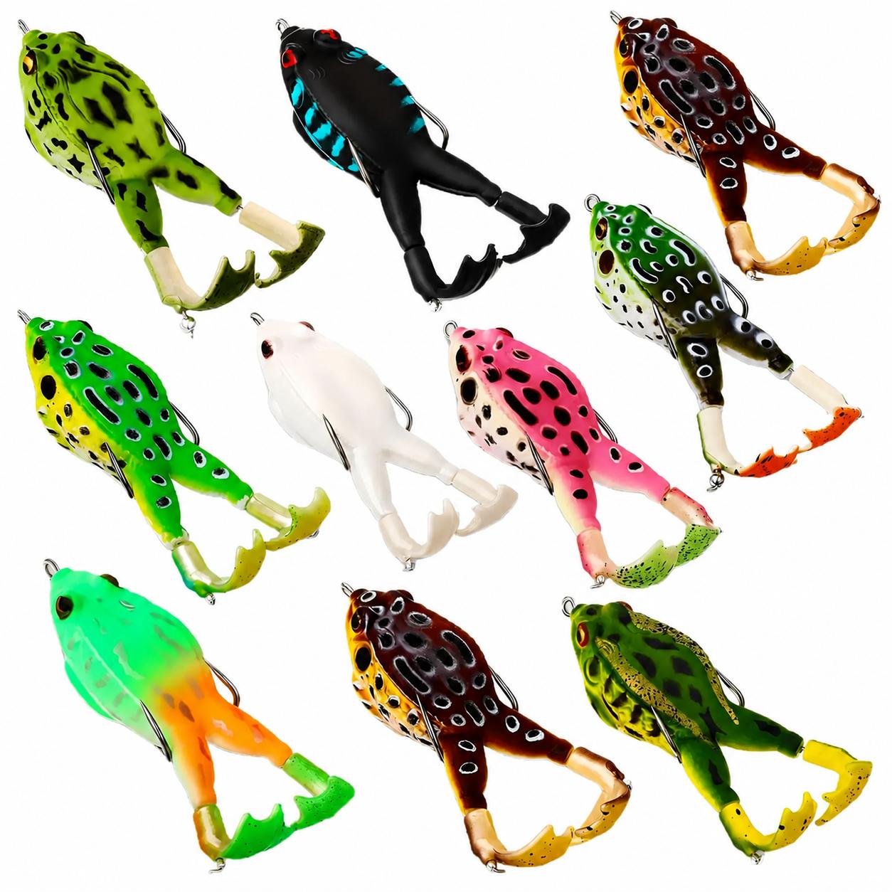 2026 Premium Topwater Frog Fishing Lure – Silicone Floating Bass Bait with Dual Propeller Legs, Lead-Free Construction, Realistic Multi-Jointed Design, 3.5 Inches / 13 Grams, Ideal for Freshwater Bass and Snakehead Angling in Weedy or Lily Pad Habitats