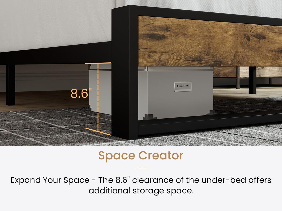 SHA CERLIN Bed Frame with Wooden Headboard,【Frame Only No Mattress】 Heavy Duty Metal Platform Bed, Single Platform Bed for Kids, No Box Spring Needed,Rustic Brown#ChristmasGifts#TikTokShopBlackFriday