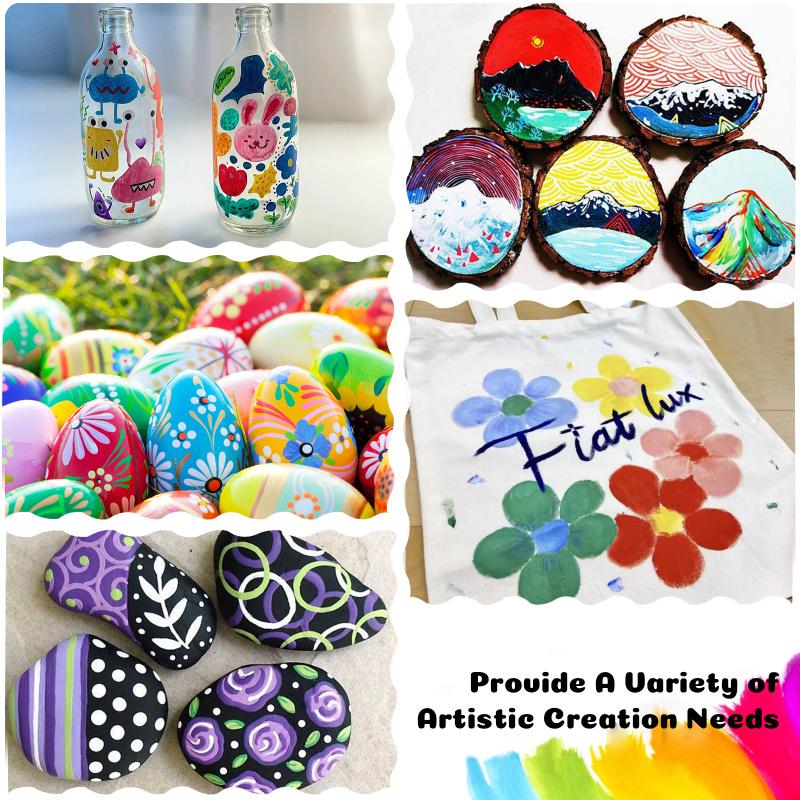 Waterproof Dual Tip Acrylic Paint Pens, Dot & Fine Tip Premium Coloring Drawing Markers Set for Wood, Rock Painting, Canvas, Glass, Ceramic Surfaces and DIY Crafts Making Art Supplies