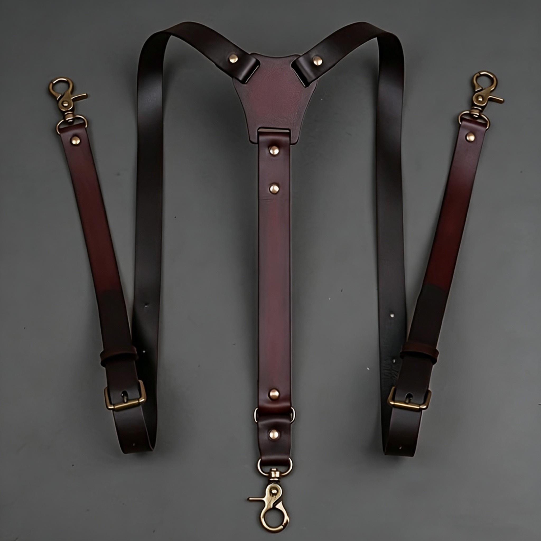 Men's PU Leather 3-Button Suspenders