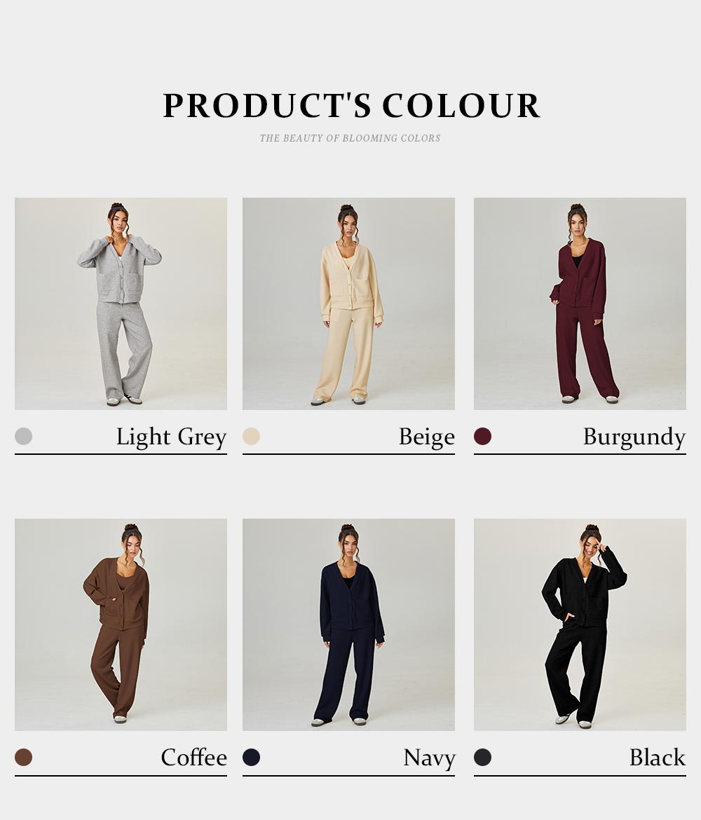 KatchMe Women's Slouchy Solid Color V Neck Long Sleeve Button Cardigan & Drawstring Waist Trousers Co-ord, Soft Two Piece Outfits for Fall & Winter(US/CN) KatchMe Women's Slouchy Solid Color V Neck Long Sleeve Button Cardigan & Drawstring Waist Trousers Co-ord, Soft Two Piece Outfits for Fall & Winter(US/CN)