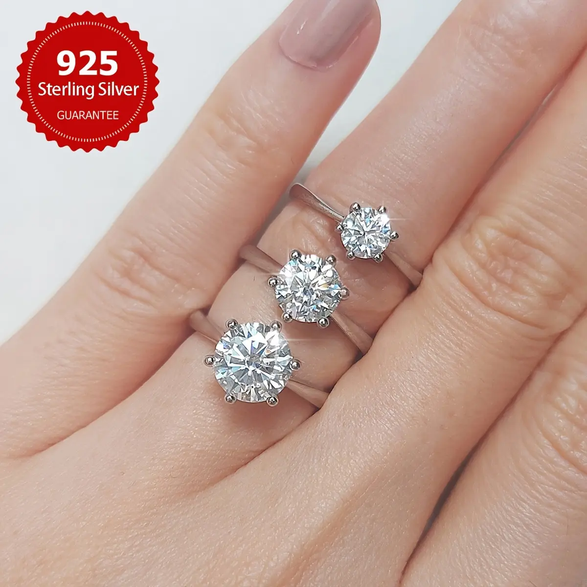Women's 1CT Moissanite Engagement Ring - 925 Sterling Silver, Luxury Round Cut, Sparkle Eternal Bridal Jewelry, Ideal for Valentine's Day & Anniversary Gifts