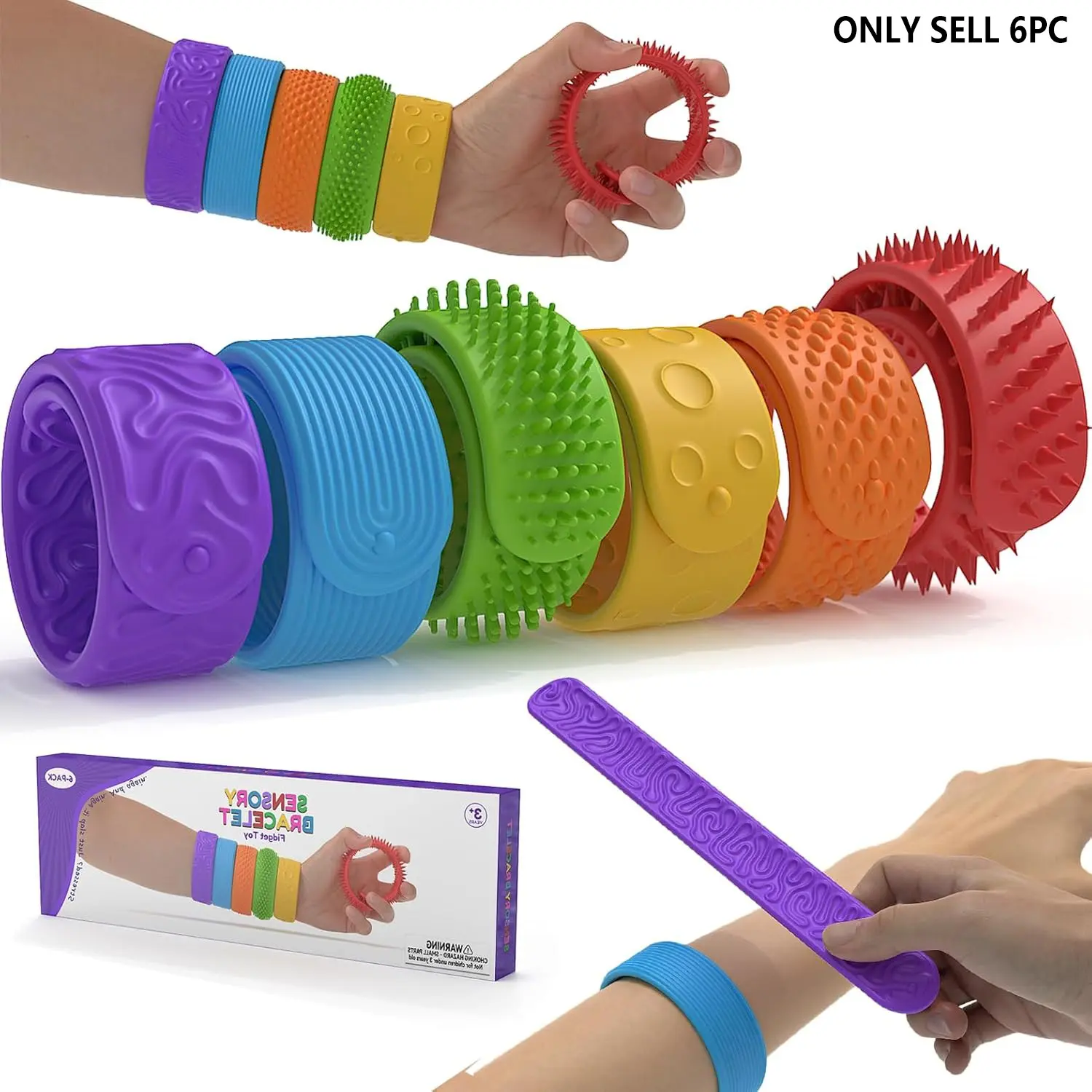 Sensory Slap Bracelets for Kids Teens,6PCS Fidget Toys Silicone Stress Relief Bracelets, Stress Relief Item, for Stress Anxiety Autistic ADHD,Calm Down Classroom Travel Students Prizes, Stocking Stuffers for Teens Boys Girls, Sensory Fidget Gift