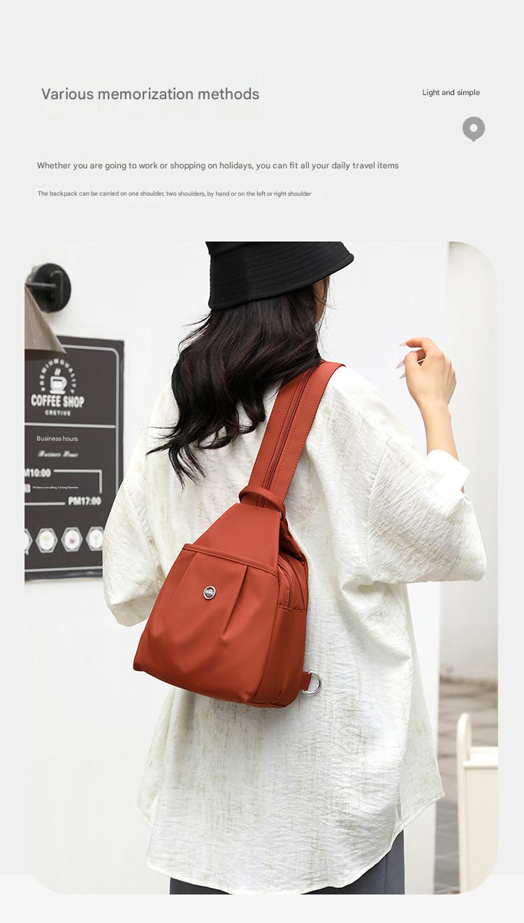 Velora Fashion Oxford Cloth Casual Backpack Messenger Bag Chest Bag with Side Pouch Adjustable Strap Zipper Pocket Inner Patch Pocket 30x21x14cm