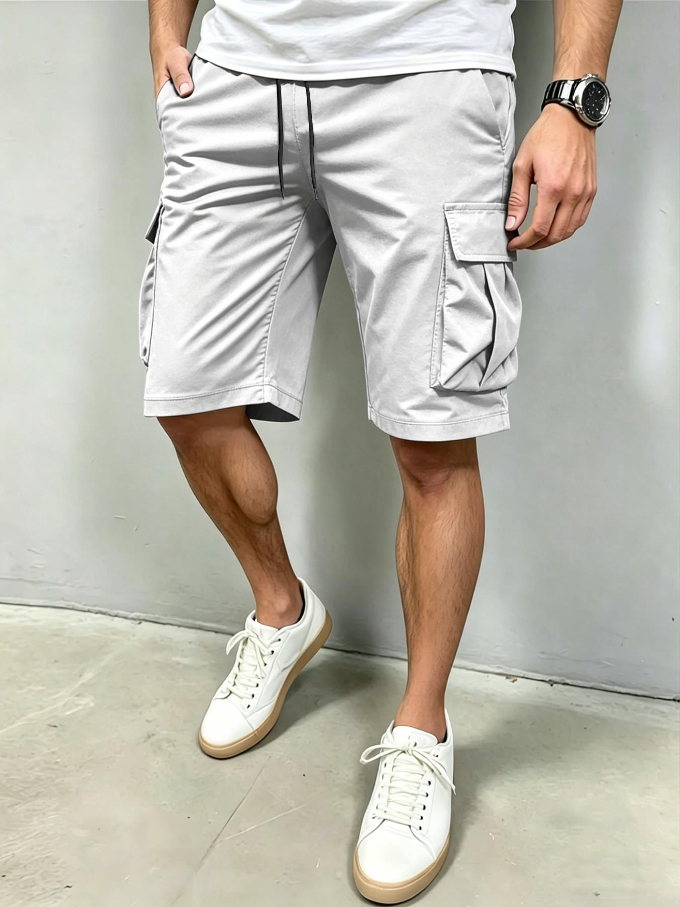 Men's Plus Size Casual Trendy Shorts, Loose Fit Workwear, Ideal Summer Choice, Perfect for Daily Wear and Outdoor Activities, Breathable Fashion Pocket Shorts, Lightweight Casual Shorts