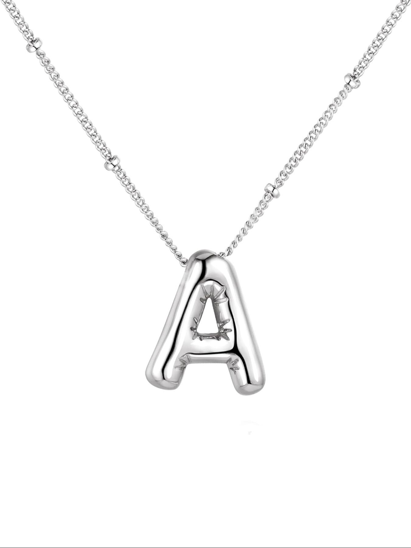 Summer Fashion Balloon Letter Charm Pendant Necklace, Fashion Bubble Letters Necklace for Party, Daily, Trendy Casual Jewelry, Initial Daily Wear Necklace, Custom Initial Necklace, Fashion Cool Accessories