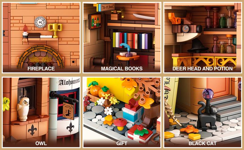 TOKMOC 1488 Pieces,Magic Bookends Building Block Set,For BookNook Building Bookshelf Insert Decoration,Bookcase Miniature House Model,Collecting Building and Gifting Model,Birthday Gift and Home Decoration,For aged 12 and above,Stress relief toy,66009