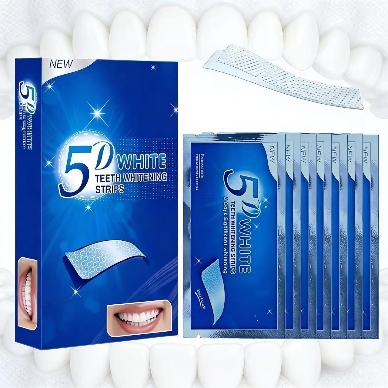 21 Pairs 5D Teeth Whitening Strips, Mint Flavor, 8% Pap, Fresh Breath, Single Item, Gel Form, Fda Registered, Made in China