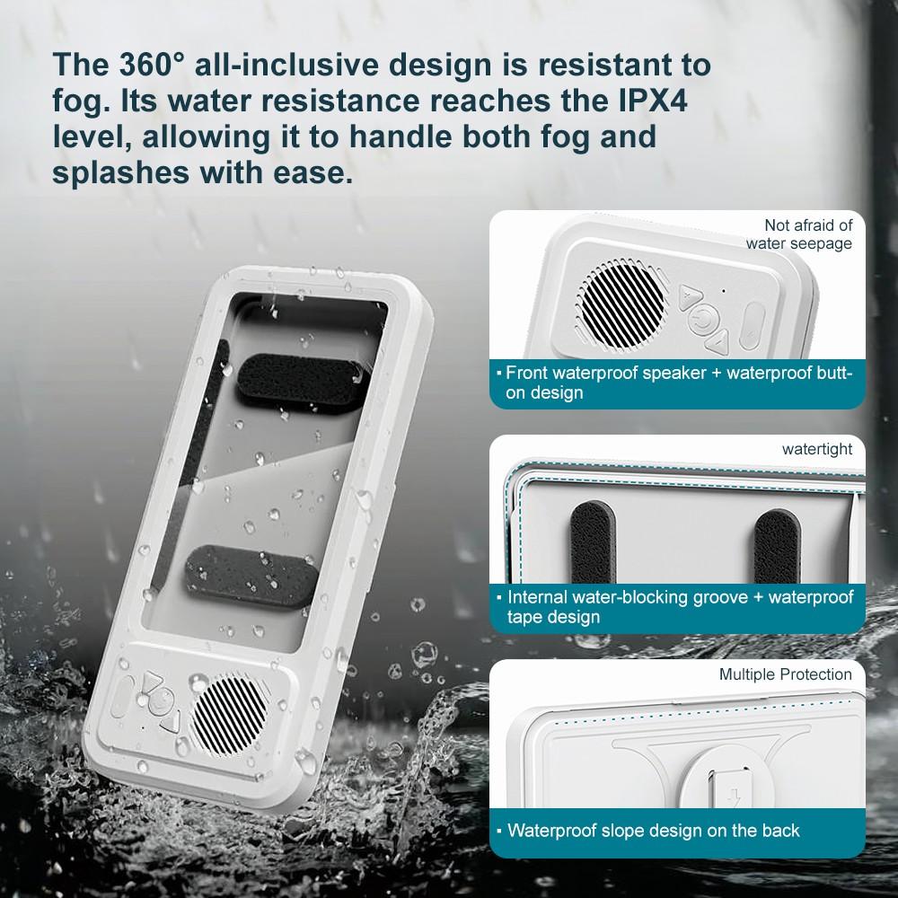 Mobile phone Waterproof box, Cellphone, Bluetooth speaker, bathroom waterproof 360° rotating touch screen, watch movies, listen to music, mobile phone holder, shower TV holder, swimming pool, kitchen, bathroom, sink, Stand