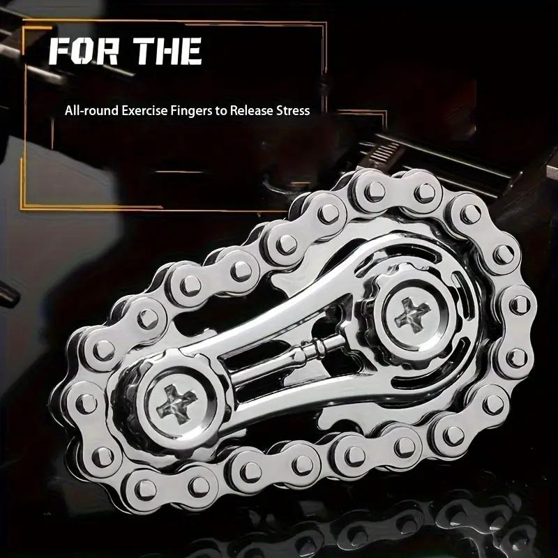 Trendy Stress Relief Finger Chain Gear Fidget Spinner, Mechanical Metal Toy for Anxiety Relief, Durable Design, Perfect Gift Idea