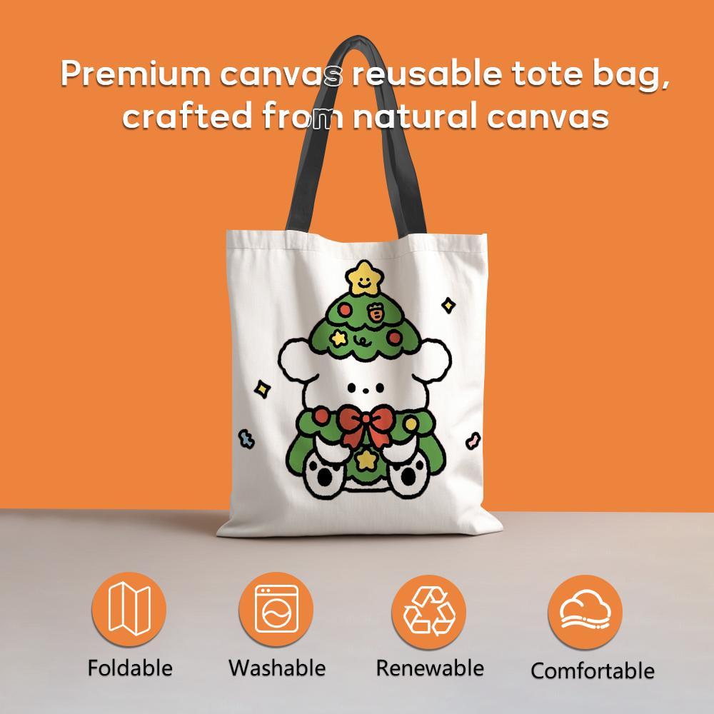 fashion Minimalism Storage Bags Canvas Double-Sided Print Tote Bag Large Capacity Shoulder Students Festive Fashion Eco Outdoor Picnic Travel High Quality Shopping Handbag Machine Washable Foldable Reusable