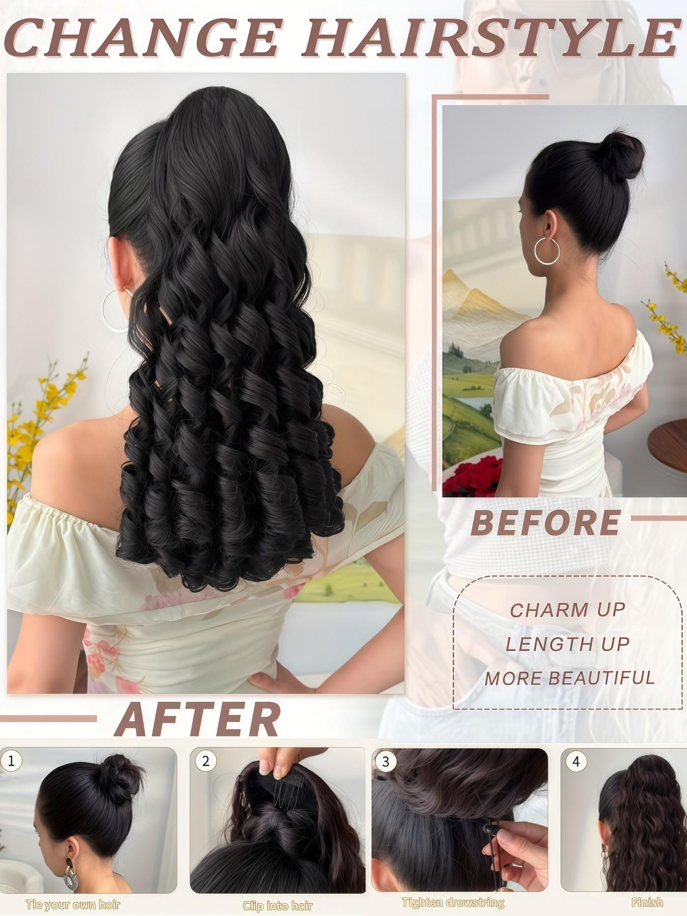 20 inch Long Wavy Synthetic Ponytail Drawstring Roman Curly Ponytail Wine Red Extensions for Women Daily Party Use,Drawstring Style Roman Curl Ponytail Wig Suitable for Women's Daily Wear and Holidays 20 inch Long Wavy Synthetic Ponytail Drawstring Roman Curly Ponytail Wine Red Extensions for Women Daily Party Use,Drawstring Style Roman Curl Ponytail Wig Suitable for Women's Daily Wear and Holidays