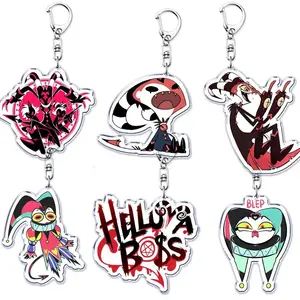 Popular Anime Series Helluva Blitzo Keychains Boss Keyring for Accessories Bag Pendant Key Chain Ring Jewelry Fans Friends Gifts