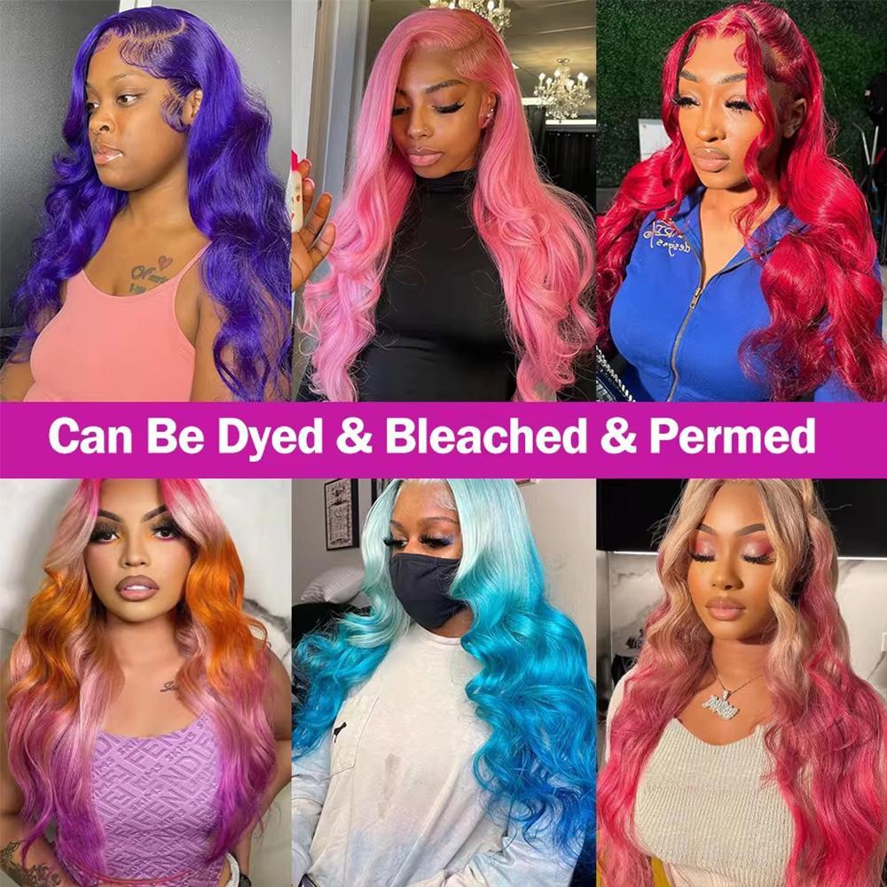 BABOSHOW 613 Blonde 13X6 Body Wave HD Transparent Lace Frontal Pre Plucked 180% Density 99J Burgundy and Red Colored Human Hair Wigs P4/27 Highlight Lace Front wig For Women Can be Dyed & Restyle