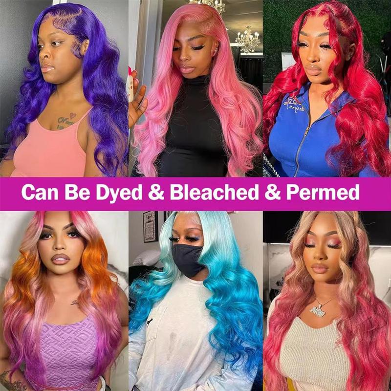 BABOSHOW 613 Blonde 13X6 Body Wave HD Transparent Lace Frontal Pre Plucked 99J Burgundy and Red Colored Human Hair Wigs P4/27 Highlight Lace Front wig For Women Can be Dyed & Restyle