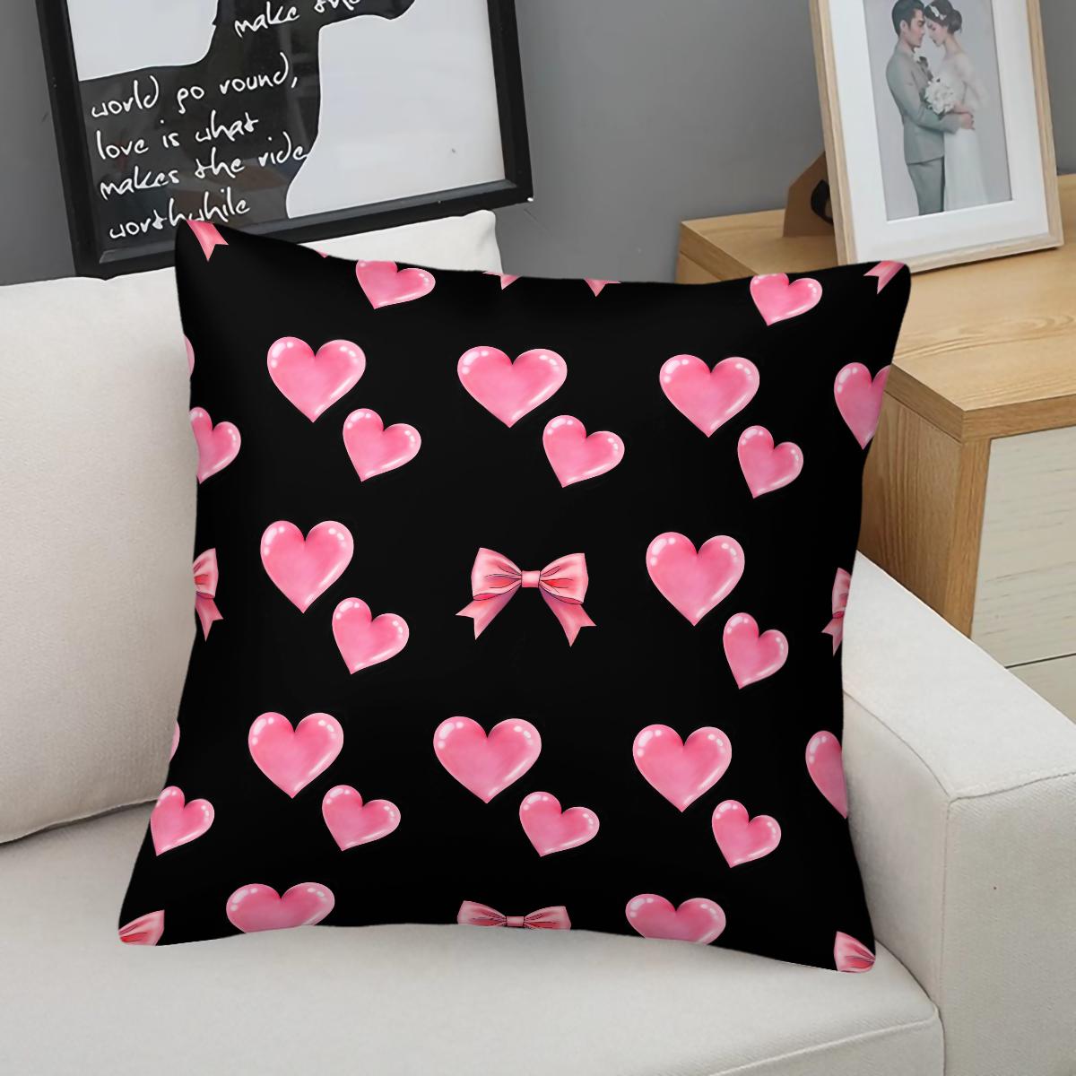 1 Piece Coquette Pink Bow Print Body Pillow, Memory Foam Pillow & Decorative Pillow Option, Cute Y2K Digital Print Throw Pillow with Insert, Soft Square Cushion for Sofa, Bedroom, Dorm, Aesthetic Girly Room Decor