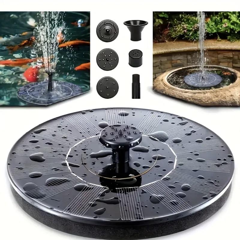Solar Fountain Pump 18cm/7.1inch, 6 Nozzles, Ideal for Bird Bath, Pond, Garden, Pool, Fish Tank, Outdoor Aquarium